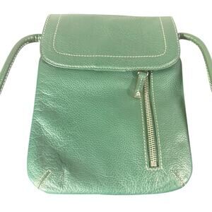 Tignanello Women's Leather Crossbody Bag Green Compact Shoulder Purse slim